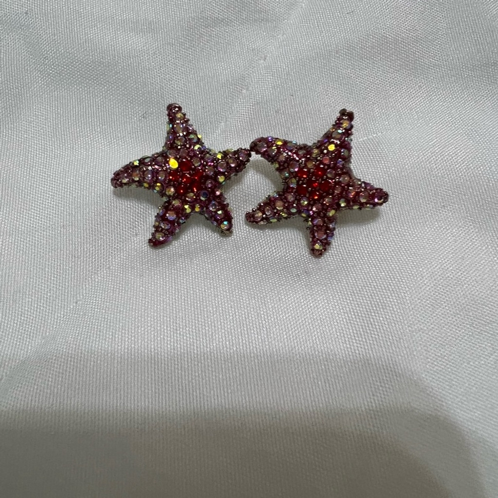 Betsey Johnson Red and Purple Starfish Earrings